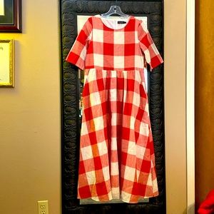 Roolee red gingham check dress sz small